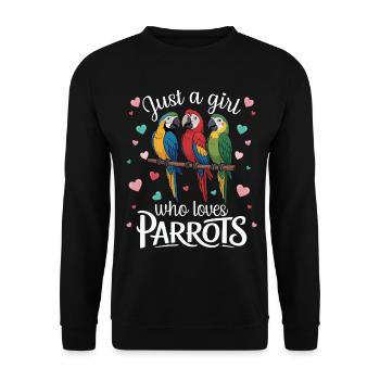 Three Parrots Macaws Parrot Lover Tropical - Unisex Sweatshirt - black - Front - Alina (178cm) & Michal (187cm)