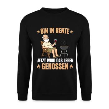 Rente Grillen Leben Genießen Rentner - Unisex Pullover - Schwarz - Vorne - Alina (178cm) & Michal (187cm)