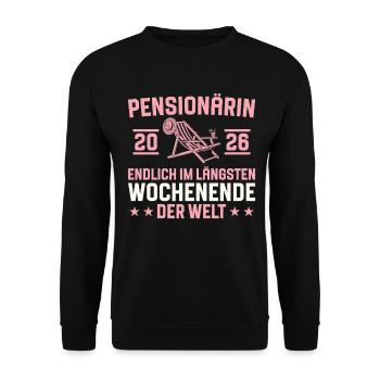 Pension du plus long week-end 2026 pour retraité - Sweat-shirt Unisexe - noir - Devant - Alina (178cm) & Michal (187cm)