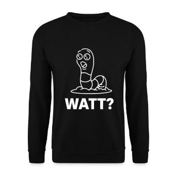 Watt Wurm Comic Elektrohumor - Unisex Pullover - Schwarz - Vorne - Alina (178cm) & Michal (187cm)