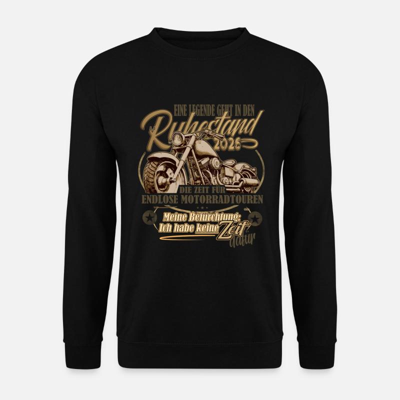 egende, Rente, Ruhestand, Motorrad, 2026 - Unisex Pullover - Schwarz
