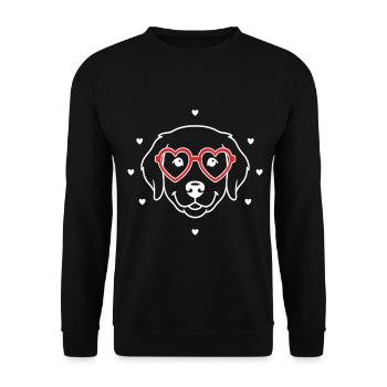Süßer Hund mit Herzbrille Motiv - Unisex Pullover - Schwarz - Vorne - Alina (178cm) & Michal (187cm)