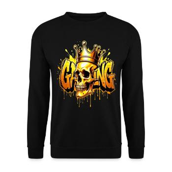 Graffiti Gaming Skull Gold - Unisex Pullover - Schwarz - Vorne - Alina (178cm) & Michal (187cm)