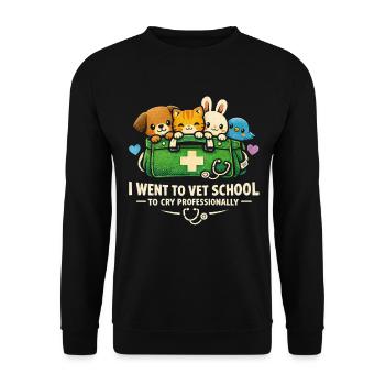Tierarzt Tiermediziner Cry Professionally - Unisex Pullover - Schwarz - Vorne - Alina (178cm) & Michal (187cm)