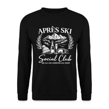 Après Ski Social Club Ski All Day Après Ski All - Unisex Sweatshirt - black - Front - Alina (178cm) & Michal (187cm)