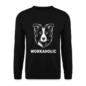 Workaholic Border Collie - Unisex Pullover - Schwarz - Vorne - Alina (178cm) & Michal (187cm)