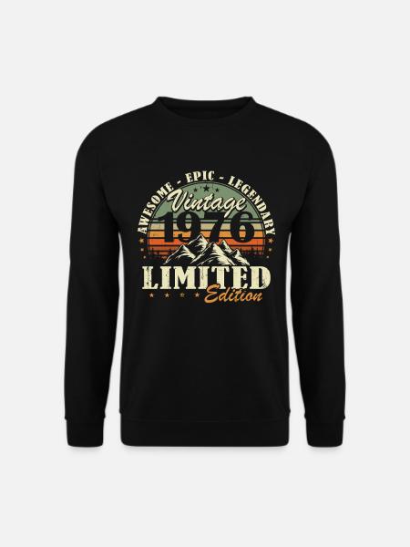 1976 Vintage Jahrgang Geburtstag Geschenk Retro - Unisex Pullover - Schwarz