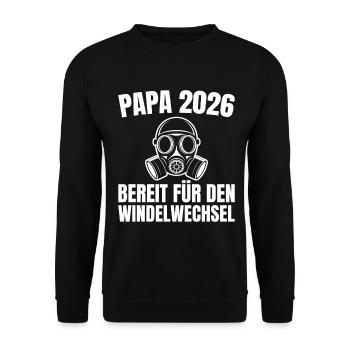 Dad 2026 Gas Mask Ready for Diaper Change - Unisex Sweatshirt - black - Front - Alina (178cm) & Michal (187cm)