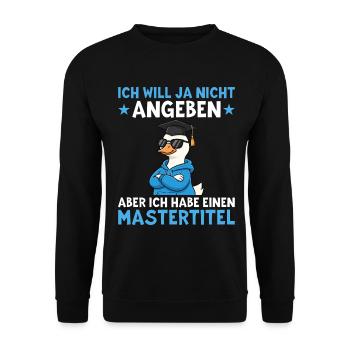 Mastertitel Gans mit Doktorhut Master Abschluss - Unisex Pullover - Schwarz - Vorne - Alina (178cm) & Michal (187cm)