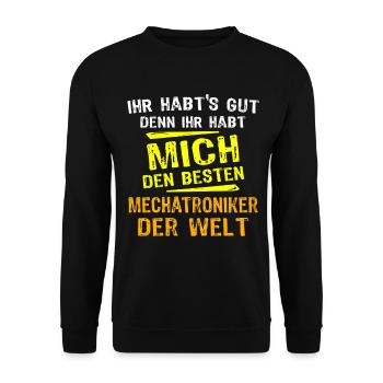 Mechatronics Technician Gift - Unisex Sweatshirt - black - Front - Alina (178cm) & Michal (187cm)