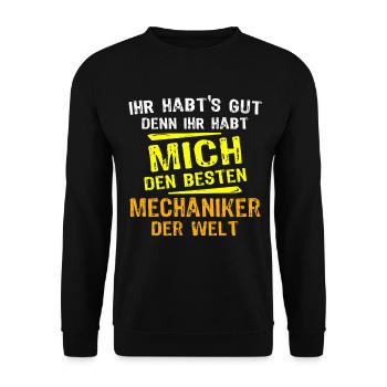 Mechanic Gift - Unisex Sweatshirt - black - Front - Alina (178cm) & Michal (187cm)