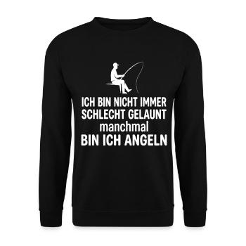 Ich bin nicht immer schlecht gelaunt Angeln - Unisex Pullover - Schwarz - Vorne - Alina (178cm) & Michal (187cm)