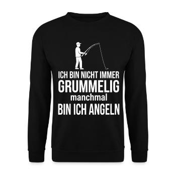 Nicht immer grummelig, manchmal angeln - Unisex Pullover - Schwarz - Vorne - Alina (178cm) & Michal (187cm)