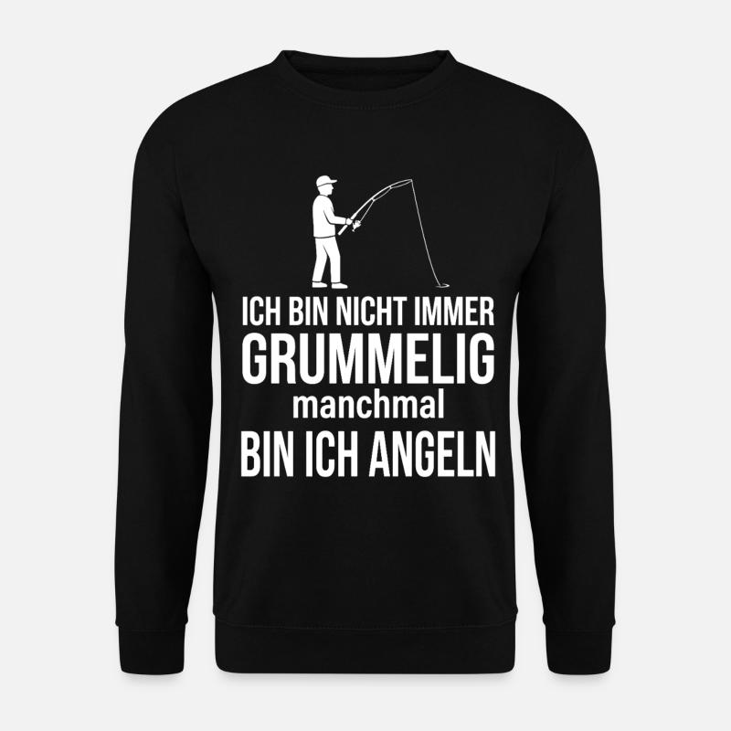 Nicht immer grummelig, manchmal angeln - Unisex Pullover - Schwarz