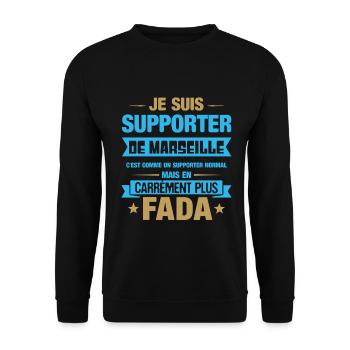 Supporter De Marseille En Carrément Plus Fada - Sweat-shirt Unisexe - noir - Devant - Alina (178cm) & Michal (187cm)