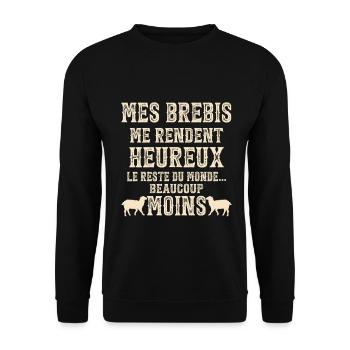 My sheep make me happy Humor breeder - Unisex Sweatshirt - black - Front - Alina (178cm) & Michal (187cm)