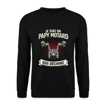 Grandpa Biker Who Tears Birthday Gift Idea - Unisex Sweatshirt - black - Front - Alina (178cm) & Michal (187cm)