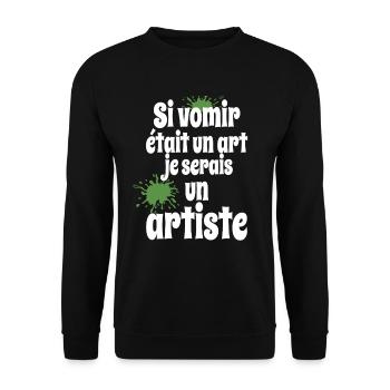 Wenn Erbrechen eine Kunst wäre, wäre ich Humorkünstler - Unisex Pullover - Schwarz - Vorne - Alina (178cm) & Michal (187cm)