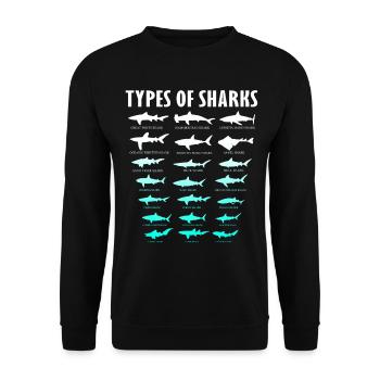 Types de requins Conception des requins d’océan | Chemise de requin - Sweat-shirt Unisexe - noir - Devant - Alina (178cm) & Michal (187cm)