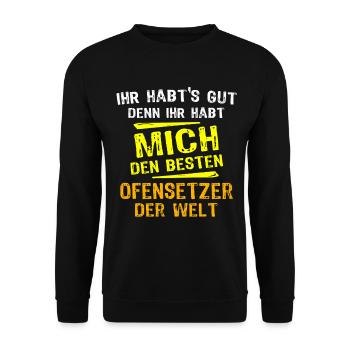 Stove Fitter Gift - Unisex Sweatshirt - black - Front - Alina (178cm) & Michal (187cm)