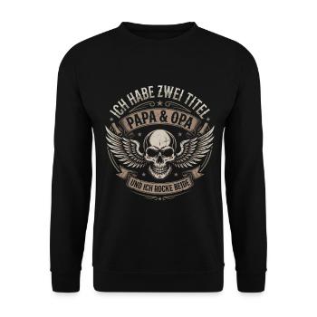 Papa & Opa : Deux titres - Sweat-shirt Unisexe - noir - Devant - Alina (178cm) & Michal (187cm)