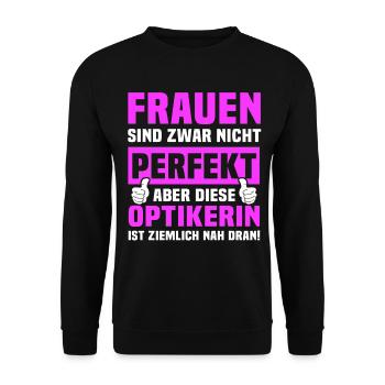 Optikerin Sprüche - Unisex Pullover - Schwarz - Vorne - Alina (178cm) & Michal (187cm)
