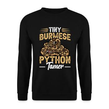 Python-Tamer-Schlangen-Terrarium-Reptilienhüter - Unisex Pullover - Schwarz - Vorne - Alina (178cm) & Michal (187cm)