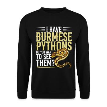  Burmese Python Hde Snake Stuffed Animal Reptile - Unisex Sweatshirt - black - Front - Alina (178cm) & Michal (187cm)