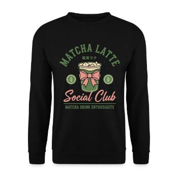 Matcha Latte Social Club Matcha Drink Enthusiasts - Unisex Sweatshirt - black - Front - Alina (178cm) & Michal (187cm)