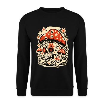 Mushroom Skull Retro Psychedelia - Unisex Sweatshirt - black - Front - Alina (178cm) & Michal (187cm)