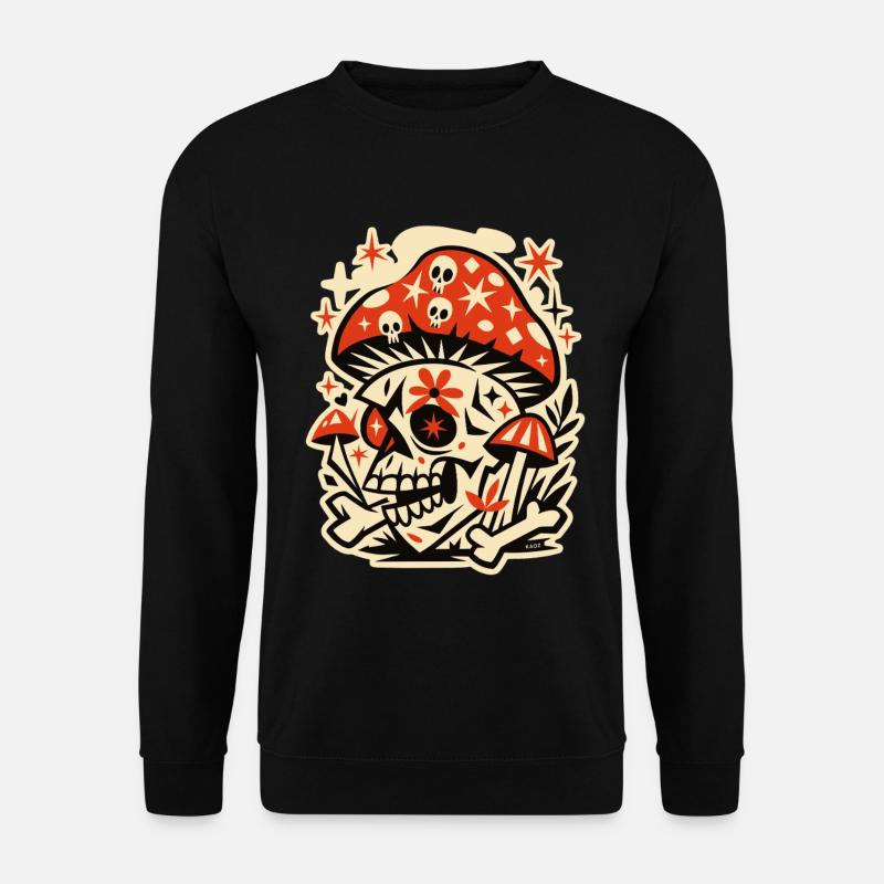 Pilz Totenkopf Retro Psychedelia - Unisex Pullover - Schwarz