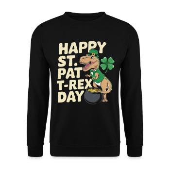 Dino Leprechaun St Patrick Day - Unisex Pullover - Schwarz - Vorne - Alina (178cm) & Michal (187cm)