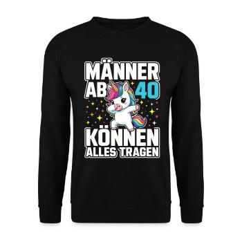 40th Birthday 40s 40th 40th Year Old Unicorn - Unisex Sweatshirt - black - Front - Alina (178cm) & Michal (187cm)