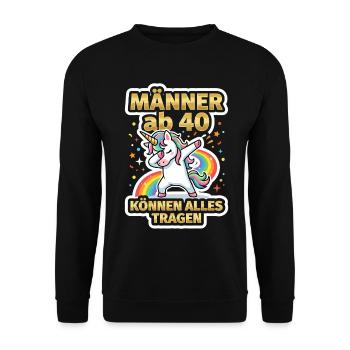 40th Birthday 40s 40th 40th Year Old Unicorn - Unisex Sweatshirt - black - Front - Alina (178cm) & Michal (187cm)