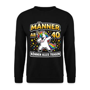 40th Birthday 40s 40th 40th Year Old Unicorn - Unisex Sweatshirt - black - Front - Alina (178cm) & Michal (187cm)
