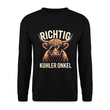Right Cool Uncle Highland Cattle Gift - Unisex Sweatshirt - black - Front - Alina (178cm) & Michal (187cm)