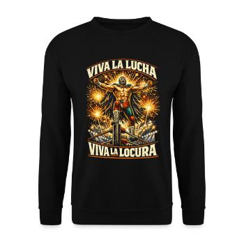 Lucha Libre Luchador Viva La Lucha Locura - Unisex Sweatshirt - black - Front - Alina (178cm) & Michal (187cm)