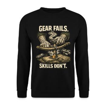 Prepper Survivalist Gear Fails Skills Don't - Unisex Sweatshirt - black - Front - Alina (178cm) & Michal (187cm)