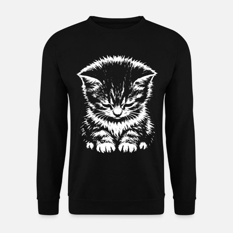 Traurige Katze Meme Geschenk - Unisex Pullover - Schwarz