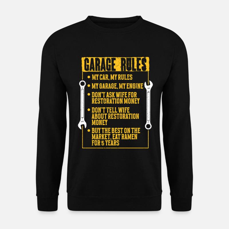 Auto Restauration Garage Rules - Unisex Pullover - Schwarz