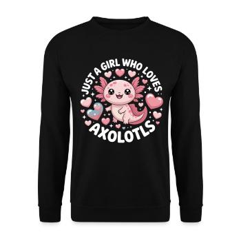 Just A Girl Who Loves Axolotls T-Shirt - Unisex Pullover - Schwarz - Vorne - Alina (178cm) & Michal (187cm)