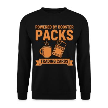 Powered By Booster Packs Trading Cards Collector - Unisex Sweatshirt - black - Front - Alina (178cm) & Michal (187cm)