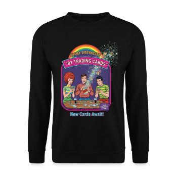 Leicht von Sammelkarten abgelenkt Neue Karten warten auf dich - Unisex Pullover - Schwarz - Vorne - Alina (178cm) & Michal (187cm)
