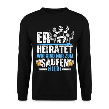 Bachelor Party T-Shirt Men Bachelor Party Rumbling - Unisex Sweatshirt - black - Front - Alina (178cm) & Michal (187cm)