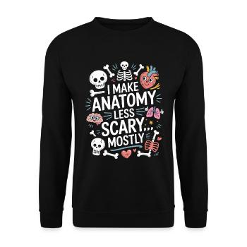PT Educator I Make Anatomy Less Physiotherapy - Unisex Pullover - Schwarz - Vorne - Alina (178cm) & Michal (187cm)