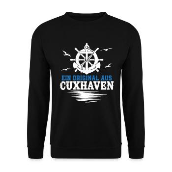 Cuxhavener EIN ORIGINAL AUS CUXHAVEN Lustig - Unisex Pullover - Schwarz - Vorne - Alina (178cm) & Michal (187cm)