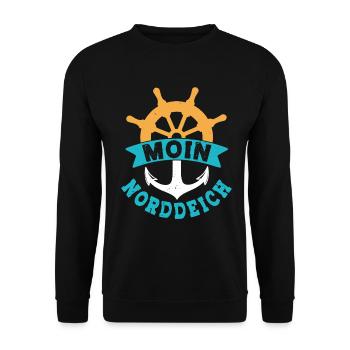 North Sea Holiday MOIN NORDDEICH Funny - Unisex Sweatshirt - black - Front - Alina (178cm) & Michal (187cm)
