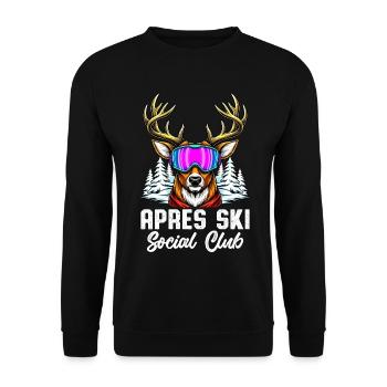 Club social d’après-ski - Sweat-shirt Unisexe - noir - Devant - Alina (178cm) & Michal (187cm)