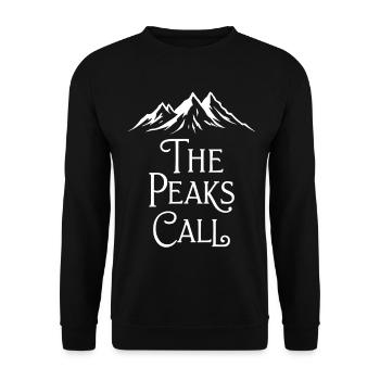 The Peaks Call Berge Wandern Natur Abenteuer - Unisex Pullover - Schwarz - Vorne - Alina (178cm) & Michal (187cm)