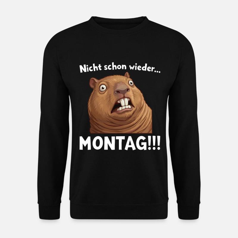 Capybara saying: Not Monday again! - Unisex Sweatshirt - black